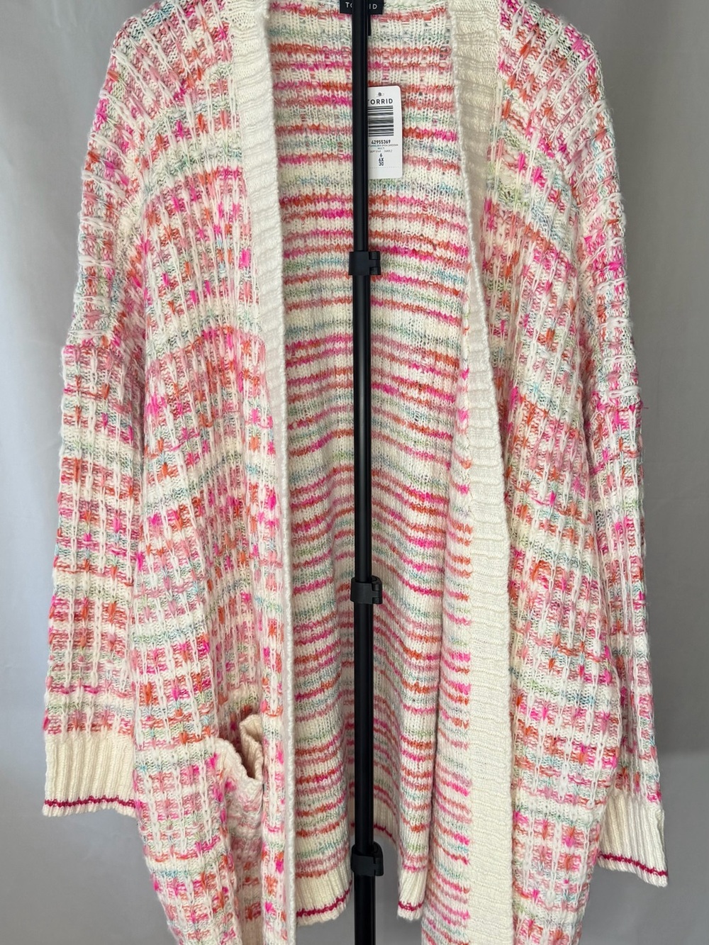 torrid Cream Cardigan with Pink, Coral and Mint Speckle Sweater New with Tags